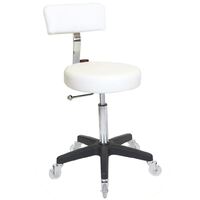 Sprint White Salon Stool - Black Base