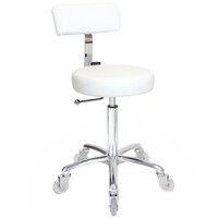 Sprint White Salon Stool - Chrome Base