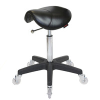 Saddle No Back Black Salon Stool - Black Base