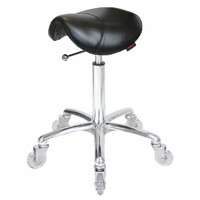 Saddle No Back Black Salon Stool - Chrome Base