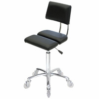 Dove Black Salon Stool - Chrome Base