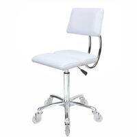 Dove White Salon Stool - Chrome Base