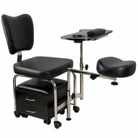 2 in 1 Pedicure & Manicure Stool - Black